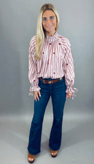 Maison Stripe Blouse (wine)