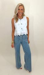 Eyelet Charm Top (lt blue)