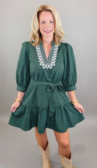 Flirt & Flounce Dress (hunter green)