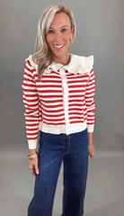 Red Ruffle Row Sweater