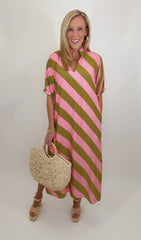 Pink Palm Avenue Midi Dress