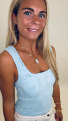 Lace Square Crop Top (breezy blue)