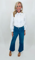 Pintuck Wide Leg Jean (med denim)