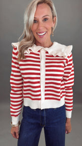 Red Ruffle Row Sweater