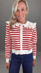 Red Ruffle Row Sweater