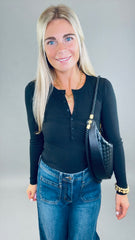 Buttoned Up Babe Top (black)