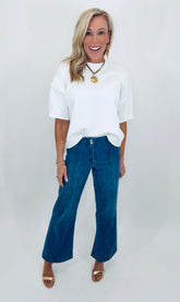 Pintuck Wide Leg Jean (med denim)