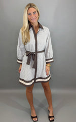 Pinstripe Parlor Dress (mocha mousse)