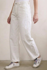 White Canvas Barrel Pant