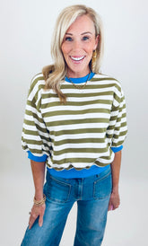 Carefree Stripe Top (olive)