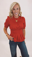 Tuck & Tailor Top (red)