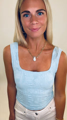 Lace Square Crop Top (breezy blue)