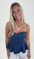 Sienna Denim Peplum Top