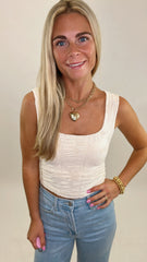 Lace Square Crop Top (butter cream)