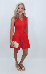 In Stitches Dress (red)