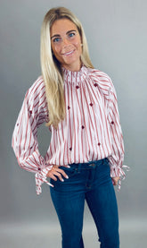 Maison Stripe Blouse (wine)