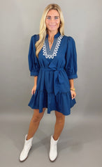 Flirt & Flounce Dress (navy)