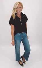 Mid Rise Slim Wide Leg (med denim)