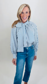 Pretty Please Bow Blouse (navy)