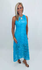 Aquamarine Lace Midi Dress