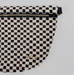 Woven Bum Bag (check black)
