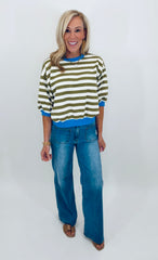 Carefree Stripe Top (olive)