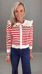 Red Ruffle Row Sweater