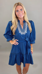 Flirt & Flounce Dress (navy)