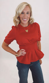 Tuck & Tailor Top (red)