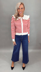 Red Ruffle Row Sweater