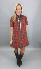 Plaid About You Dress (red)
