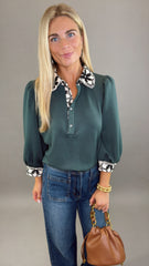 Collar Me Cute Top (dk green)