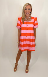 Cue the Compliments Stripe Dress (pink)