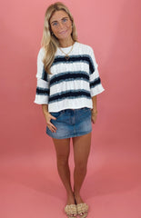 Classic Coast Stripe Sweater (white)