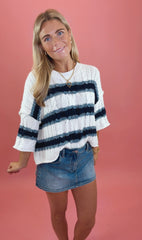 Classic Coast Stripe Sweater (white)