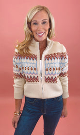 Fair Isle Zip Up Sweater
