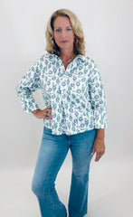 Button & Blossom Top (blue)