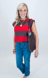 Cape Cottage Sweater (brown/red)