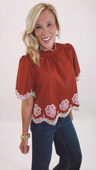 Petal Edge Blouse (brick)