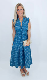 Indigo Charm Midi Dress