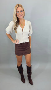 Go-To Denim Skort (brown)
