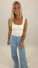 Lace Square Crop Top (butter cream)