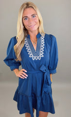 Flirt & Flounce Dress (navy)