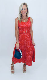Summer Social Midi Dress (red)