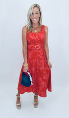 Summer Social Midi Dress (red)