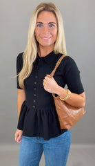 Polished Peplum Knit Top