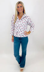 Button & Blossom Top (red)