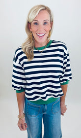 Carefree Stripe Top (navy)