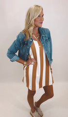 Heritage Stripe Dress (camel)