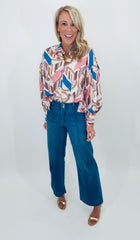 Pintuck Wide Leg Jean (med denim)